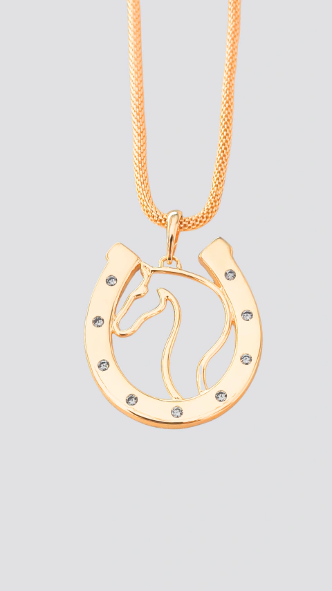 Colar Cavalo Dourado com Zircônias