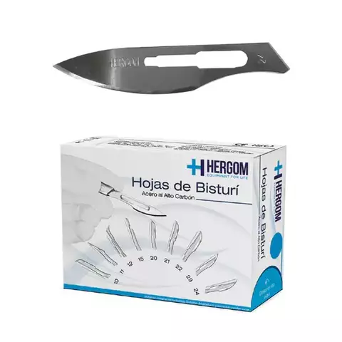 Hojas para Bisturí Hergom Medical | Alto Carbón | Tamaño #24 | Caja con 100 Piezas - comprar en línea