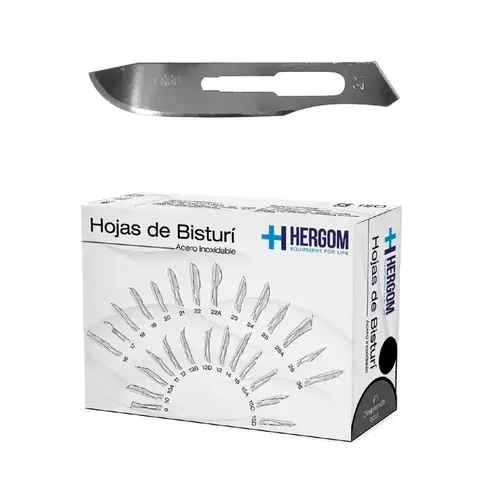 Hojas para Bisturí Hergom Medical | Acero Inoxidable | Tamaño #21 | Caja con 100 Piezas - comprar en línea
