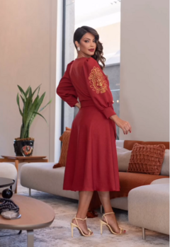 Vestido Elizabeth no Linho | Mangas bufantes na internet
