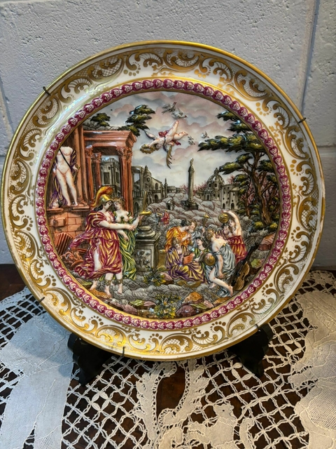 Gran Plato de porcelana y esmalte de Capodimonte