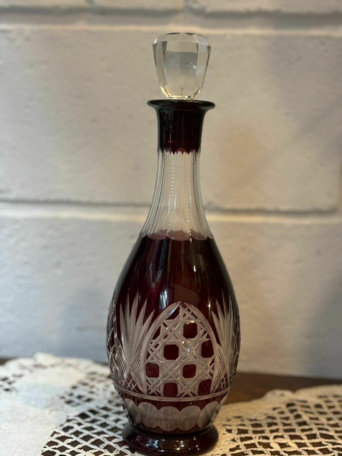 Botellón Cristal Encamisado Borravino Tallado - comprar online