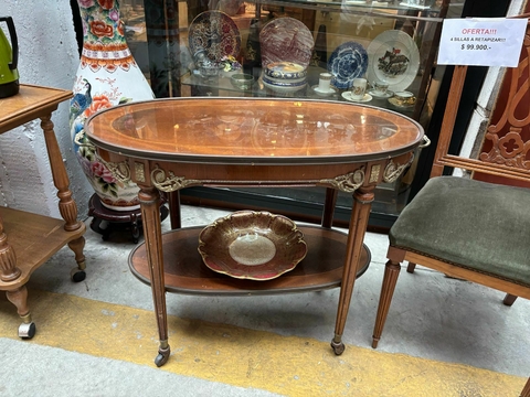 Mesa bar o auxiliar Estilo Frances con Bronceria y rueditas - comprar online