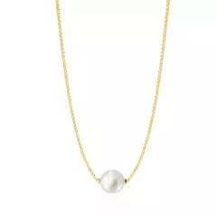 COLAR PÉROLA 1CM BANHADO A OURO - 45CM