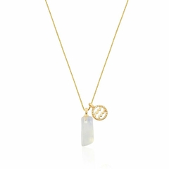 COLAR PINGENTE SIGNO AQUÁRIO PEDRA NATURAL BANHADO A OURO - loja online