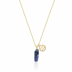 COLAR PINGENTE SIGNO AQUÁRIO PEDRA NATURAL BANHADO A OURO na internet