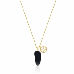 COLAR PINGENTE SIGNO AQUÁRIO PEDRA NATURAL BANHADO A OURO na internet
