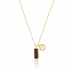 Imagem do COLAR PINGENTE SIGNO ÁRIES PEDRA NATURAL BANHADO A OURO