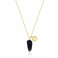 COLAR PINGENTE SIGNO ÁRIES PEDRA NATURAL BANHADO A OURO - Monellia