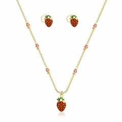 CONJUNTO INFANTIL MORANGUINHO COLORIDO BANHADO A OURO - comprar online