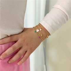 PULSEIRA INFANTIL CORAÇÃO ROSA BANHADO A OURO - comprar online
