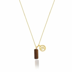 COLAR PINGENTE SIGNO VIRGEM PEDRA NATURAL BANHADO A OURO - Monellia