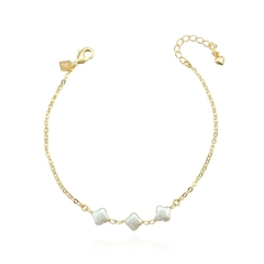 PULSEIRA TREVOS PEROLADOS BANHADO A OURO - OURO - TAM 16