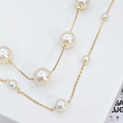 COLAR ESFERA PÉROLAS 12MM BANHADO A OURO - OURO - 45CM - comprar online