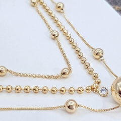 COLAR CHOKER ESFERAS 5MM BANHADO A OURO - OURO - TAM 30 - comprar online