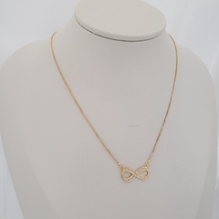 COLAR INFINITO CRAVEJADO BANHADO A OURO - OURO - 40CM na internet