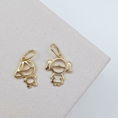 PINGENTE FILHOS LISO VAZADO BANHADO A OURO - Monellia