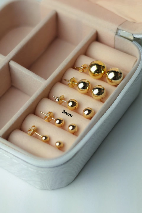 Brinco Feminino Esfera Dourado Semijoia Elegante Luxo - loja online