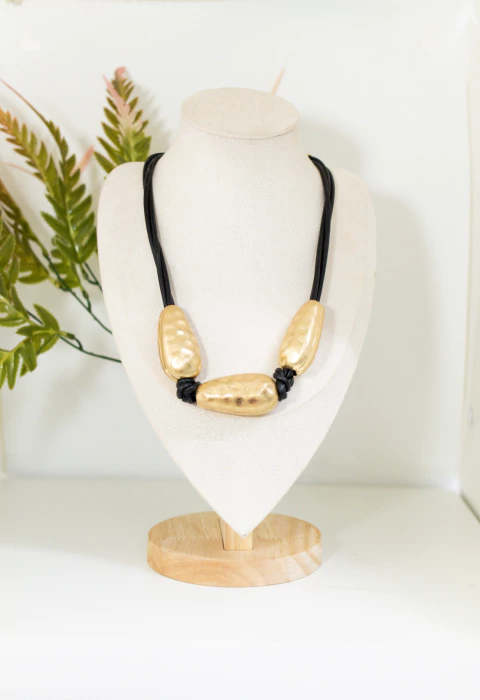 Colar Feminino Baguetes Dourado e Prata Semijoia Elegante