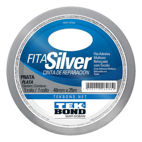 Fita Adesiva Reforçada Silver Tape 48x25m Tekbond Cor Prata