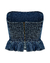 D01TOP01 - TOP SEM ALÇAS BABADOS BLUE DENIM STONE - Diss Denim