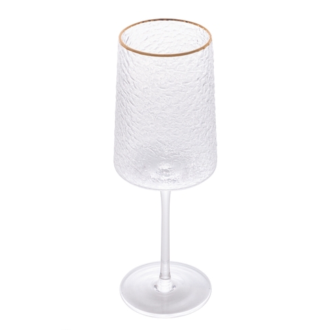 Taça para Vinho de Cristal Martelado com Fio de Ouro Petra 600ml Lyor