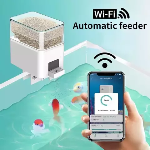 Alimentador automático de tanque de peixes , cronometragem/wifi