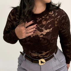 Body Manga Longa em Renda