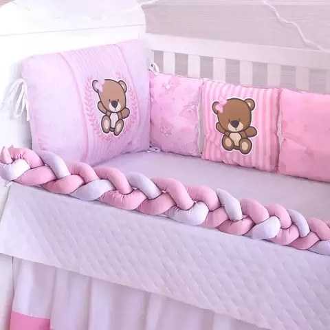Kit Berço Trança Ursa Marrom 12 Peças 100% Algodão