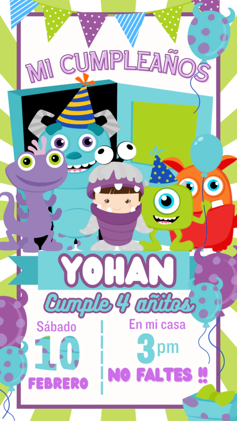 Monster inc Invitación estática - comprar en línea
