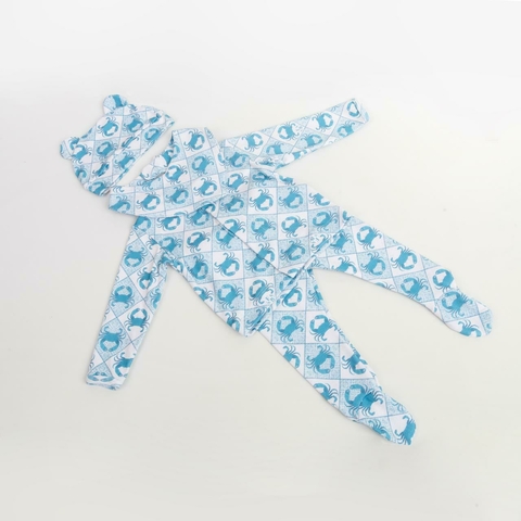 SET AJUAR -ALGODÓN PIMA-ESTAMPADO CANGREJITOS