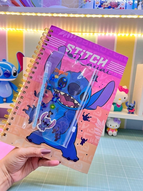 Caderno + mais caneta Stitch