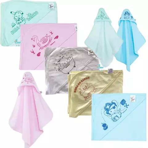 TOALHA COM CAPUZ E ORELHA AZUL OU ROSA