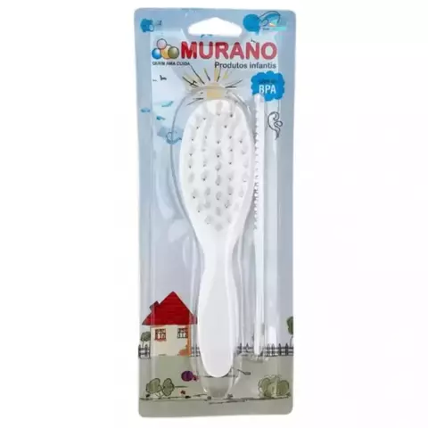 KIT PENTE E ESCOVA MURANO AZUL, ROSA OU BRANCO