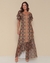 Vestido longo,  leve, fluido, corte assimétrico 