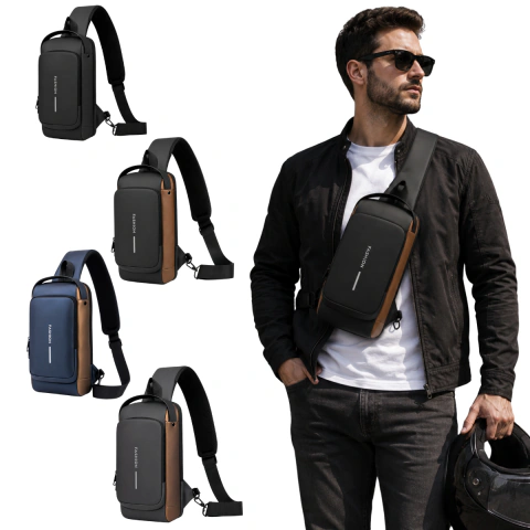 Pochete Transversal Masculina Impermeável Shoulder Bag Alça Ajustável Casual Trabalho Viagem