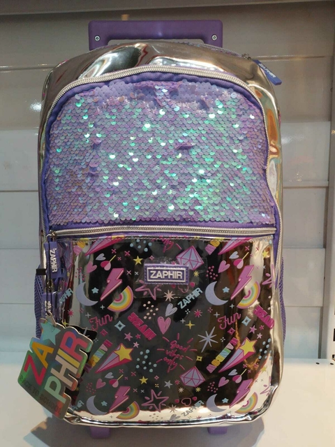 MOCHILA ZAPHIR PLATEADA 18 PULGADAS C/ CARRO