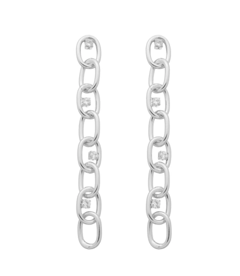 BRINCO PINO ELOS CORRENTE COM ZIRCONIA OURO BRANCO
