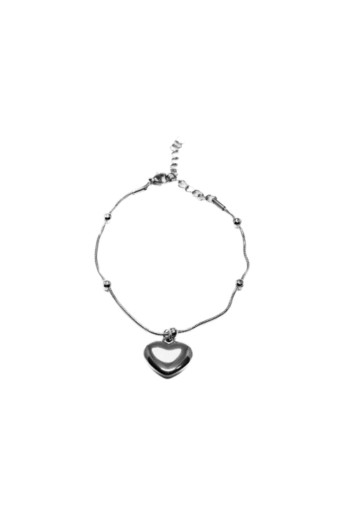 Pulseira Coração e Bolinha em Aço Inox - comprar online