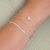 PULSEIRA PRATA FEMININA TREVO CRAVEJADO 1MM 17CM + 3,5 EXTENSOR 21CM
