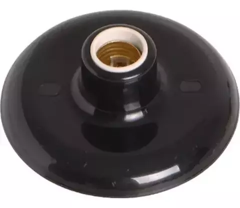 Plafon Redondo em PVC Preto com soquete E-27