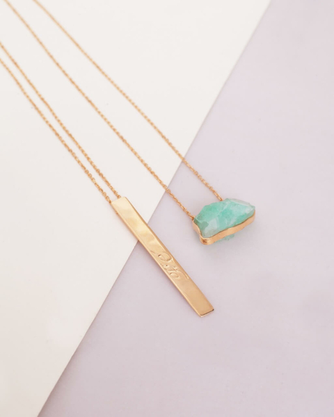 Escapulário Esmeralda e Palavra Personalizável - Joia em Ouro 18K