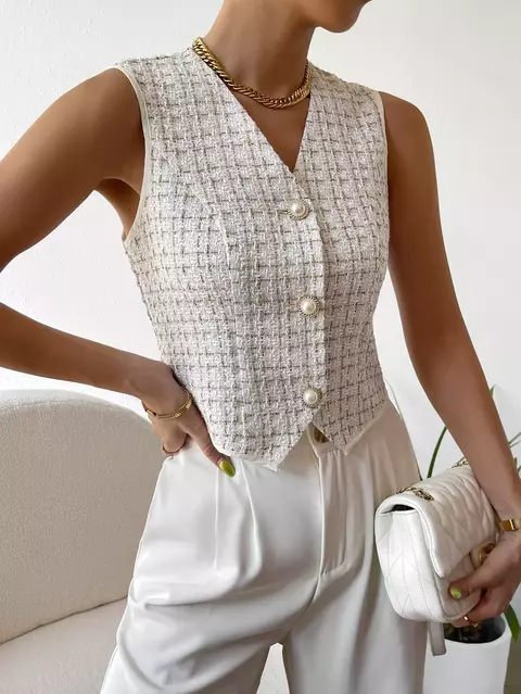 Jaqueta Colete Botão Frontal