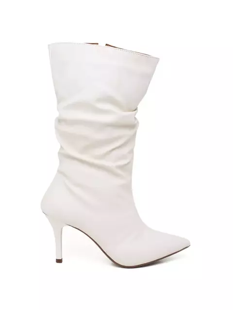 Bota Cano Médio Enrugado Salto Médio Fino