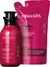 Frasco de creme hidratante nativa SPA de 400ml com embalagem de refil, ambos com rótulo rosa, destacando o óleo de quinoa e a fragrância de ameixa.