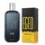 Frasco de colônia Egeo Bomb Black de 90ml ao lado da caixa de embalagem.