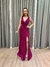 Vestido de festa longo alça larga, com decote em V - Fucsia na internet
