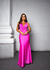 Vestido de festa longo alça torcida, decote profundo e detalhe em nó - Rosa Pink - comprar online