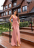 Vestido de festa longo alça com brilho, decote em V, detalhe em nó e fenda frontal - Rose - comprar online