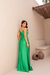 Vestido de festa longo alça com brilho, decote em V, detalhe em nó e fenda frontal - Verde Bandeira - Muzza | Vestidos de Festa para Madrinhas, Formandas e Convidadas